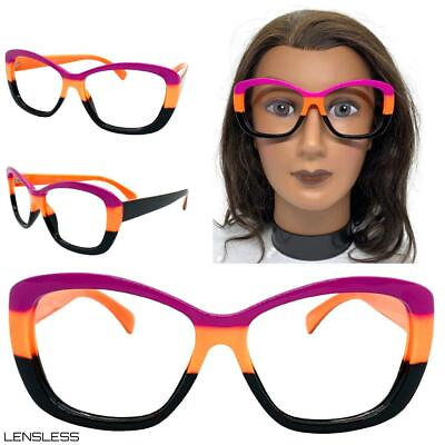 #ad Women#x27;s Classy Elegant Funky Lensless Eye Glasses Colorful Frame Only NO Lens