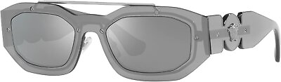 #ad VERSACE VE2235 10016G 51mm Transparent Grey Silver Grey Mirror Men#x27;s Sunglasses