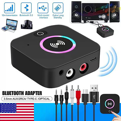 #ad Bluetooth 5.0 Wireless Receiver Audio Stereo 3.5mm Jack AUX NFC to 2 RCA Adapter
