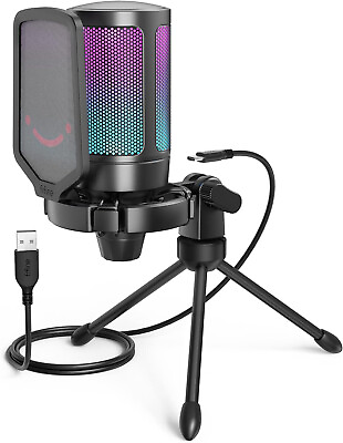#ad FIFINE Gaming PC USB Microphone Podcast Condenser Mic Tripod Stand Pop Filter