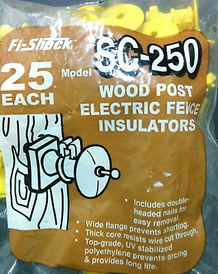 #ad Fi Shock SC 250 Insulator with Double Headed Nail Yellow Plastic Lot of 2 Pkgs
