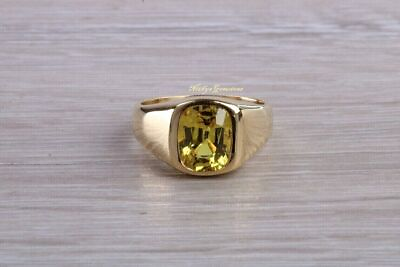 #ad 5.25 Ratti Natural Certified Yellow sapphire Pukhraj Gemstone Gold Handmade Ring