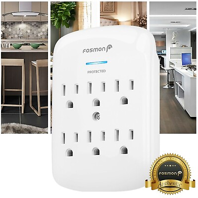 #ad 6 Outlet Extender Surge Protector Multi Plug Wall Adapter Tap 1200J ETL Listed