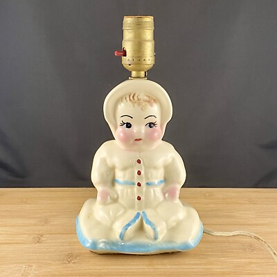 #ad Vintage Ceramic Retro Lamp Baby Nursery Painted Works No Shade￼￼