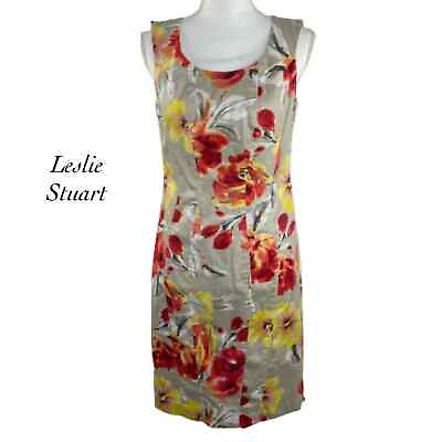 #ad Leslie Stuart Floral Sleeveless Scoop Neck Sheath Dress NWT Size 8