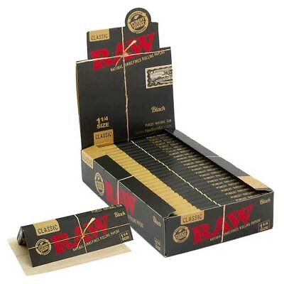#ad RAW Classic Black 1 ¼ Rolling Paper Full Box FREE Shipping USA
