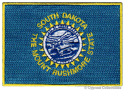 #ad SOUTH DAKOTA STATE FLAG PATCH embroidered iron on SD applique DETAILED BEST $5.95
