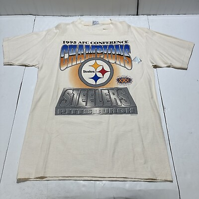 #ad Vintage 1995 NFL Steelers Superbowl XXX T shirt Mens L Striped Texture Casual