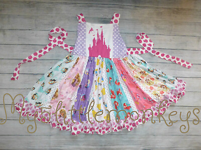 #ad NEW Boutique Princess Ariel Cinderella Belle Rapunzel Girls Ruffle Twirl Dress