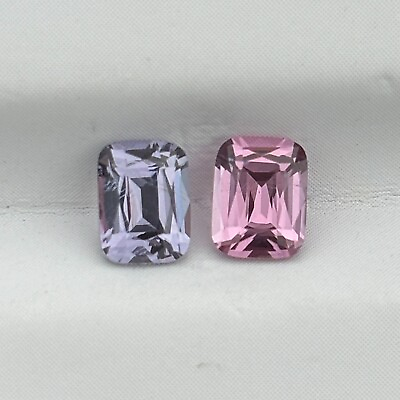 #ad Natural Spinel Reverse Pair 1.13 Cts Pink Purple Cushion Loose Gemstone