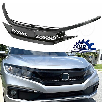 #ad For 2019 2020 2021 Honda Civic Coupe Sedan Front Mesh Grill Type R Glossy Black