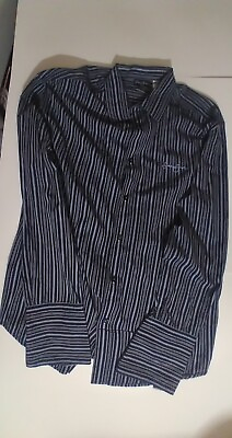 #ad Sean John Men#x27;s Shirt Size 2X Blue BlackGrey W Stripes Original Fit Button Up