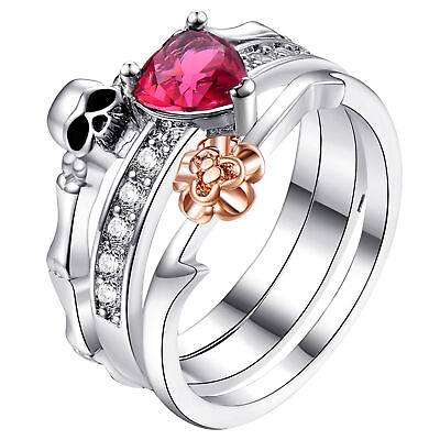 #ad Fashion Band Ring Skull CZ Eternity Heart Promise Engagement Wedding Band 6 10