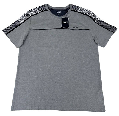 #ad New DKNY Men#x27;s Short Sleeve Classic Fit T Shirt Heather Grey DK43SK583 L amp; M