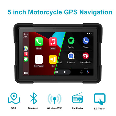 #ad 5quot; IPS Touch Screen Portable Motorcycle Navigator Wireless CarPlay Waterproof