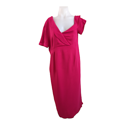#ad Emelia George Maternity Large Lauren Off Shoulder Cocktail Dress Pink Stretch