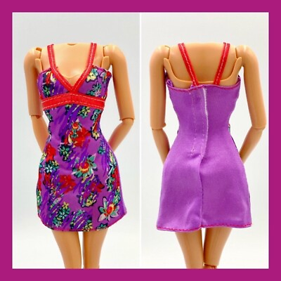 #ad ❤️Fashionistas Barbie Doll Purple Printed Mini DRESS Mattel❤️