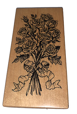 #ad PSX Long Stem Rose Bouquet Wood Mount Rubber Stamp Flowers Rose K 1628