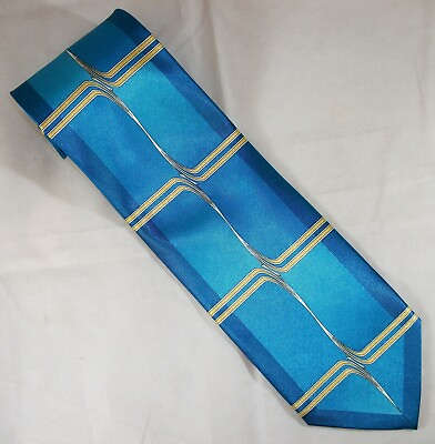 #ad Blue amp; Gold Modern Art Abstract Neck Tie 57quot; Long x 4quot; W E466
