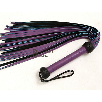 #ad Real Genuine Cow Hide Leather Flogger 25 Falls Purple Black Double Leather