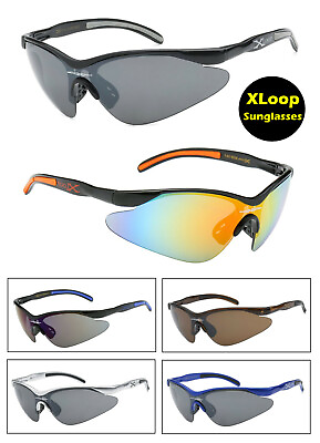 #ad X Loop Half Frame Sport Cycling Biking Wrap Around Sunglasses Running Golf UV400 $16.99