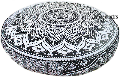 #ad GDONLINE Large Ombre Mandala Round Floor Cushion Cover Room Decorative Cotton Pi