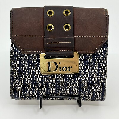 #ad Christian Dior Vintage Bi fold wallet denim leather Women Authentic ️From Japan