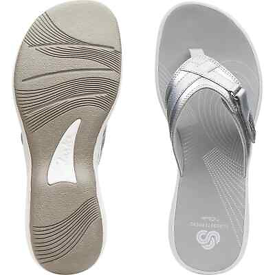 #ad Clarks Breeze Sea Sandal for Women SILVER SYNTHETIC 26502 US SIZE 7 M 2207 NEW $39.95