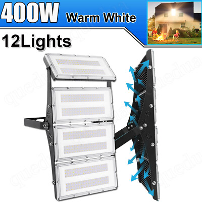 #ad 12XLED Flood Light Outdoor Module Spotlight Garden Yard Lamp 400W Warm White NEW