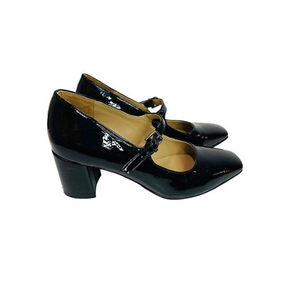 #ad Size 9 Naturalizer Women#x27;s Black Patent Warner Mary Jane 2.5quot; Block Heel
