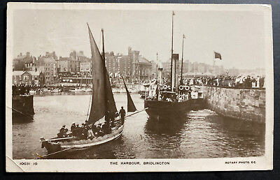 #ad 1911 Bridlington England RPPC Postcard Cover To Australia Harbor View