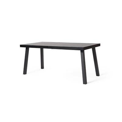 #ad Noble House Dining Table 69quot; x 29.5quot; Wood Top Rectangle Sturdy Metal in Black
