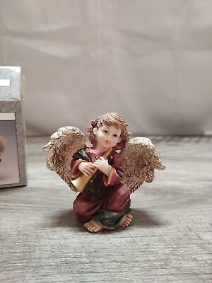 #ad Vintage Cherub Musician Boy Angel Playing Instrument Christmas
