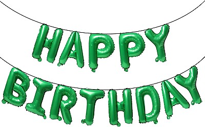 #ad Green Happy Birthday Foil Balloons 16 inch Green Birthday Party Decoration UK