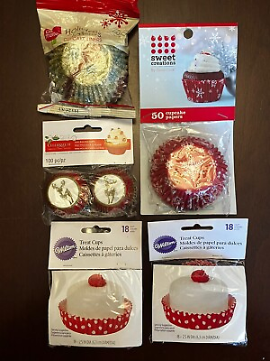#ad Lot Of Holiday Christmas Winter Baking Cup Liner Cupcake Muffin