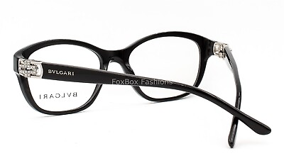 #ad Bvlgari 4062B 501 Eyeglasses Glasses Polished Black w Swarovski Crystals 54mm