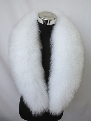 #ad 100% Real fox fur collar neck wrap scarf women jacket collar white collar