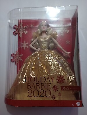 #ad NEW Mattel Signature Holiday Barbie 2020 Doll With Blonde Gold Dress GHT54