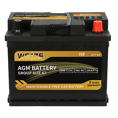 #ad Weize Platinum AGM Battery BCI Group 47 100RC 680CCA Automotive H5 Battery