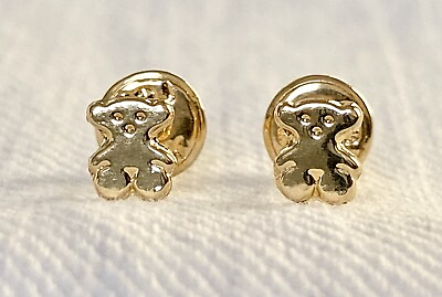 #ad 18k solid real gold earrings: Bear earrings • screw back