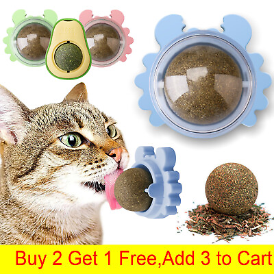 #ad Rotatable Catnip Wall Ball Cat Teeth Cleaning Toys Edible Licking Treats Toys US