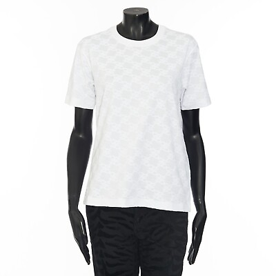 #ad FENDI 690$ Women#x27;s FF Karligraphy Jacquard T shirt In White Cotton