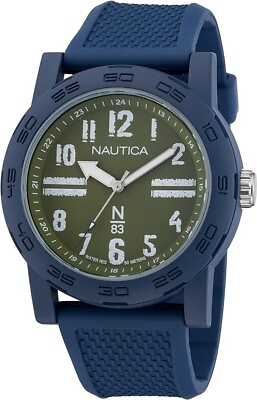 #ad Nautica N83 Men#x27;s NAPATS305 Ayia Triada Blue Wheat PU Fiber Strap Watch