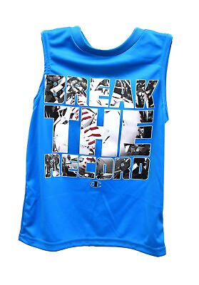 #ad Champion Boy#x27;s Youth Toddler T Shirt Break The Record Muscle Tank Blue Size 6