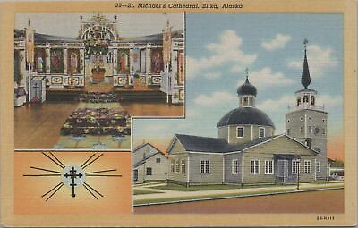 #ad Postcard St Michael#x27;s Cathedral Sitka Alaska AK