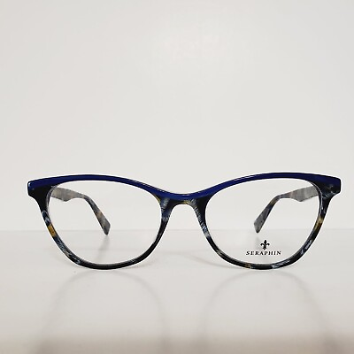 #ad Womens Seraphin Design Cat Eyeglasses Frames 53 14 140 Cobalt Handmade Japan