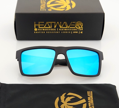 #ad Polarized Square Sunglasses Matte Black Frame Blue Mirrored Lens Z80 Protection