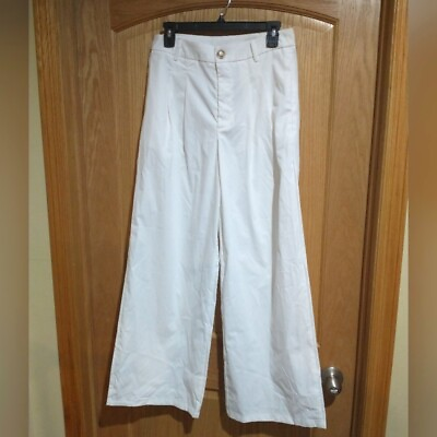 #ad Sweaty Rocks women#x27;s Size M casual wide leg high waist button zip white pants
