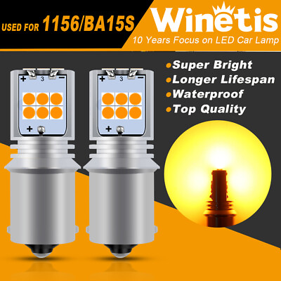 #ad WINETIS 1156PY BAU15S PY21W Amber Yellow Color LED Rear Turn Signal Light Bulbs $11.36