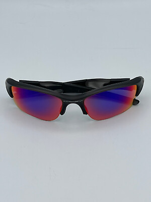 #ad Vintage Oakley Flak Sunglasses Black w Red Mirrored Lenses